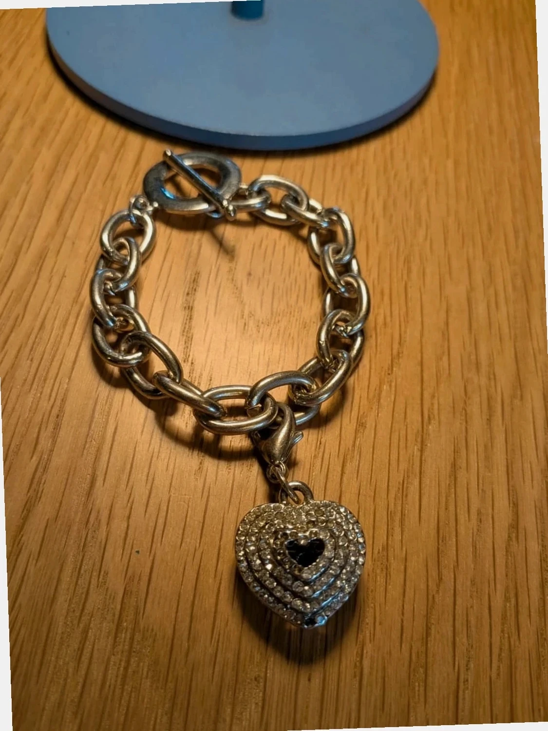 Verzilverde fantasy kettingarmband met hart en haaksluiting – photo 4